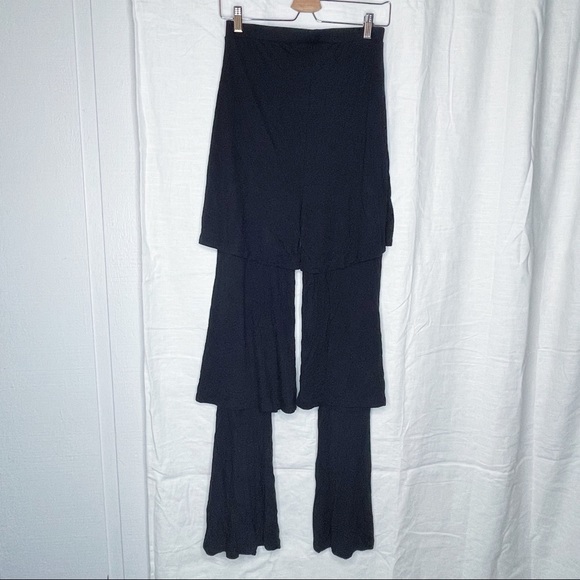 ASOS Design Tiered Ruffle Pants Black 4 Layered Wide Leg High Rise Street Fasion - Picture 4 of 11